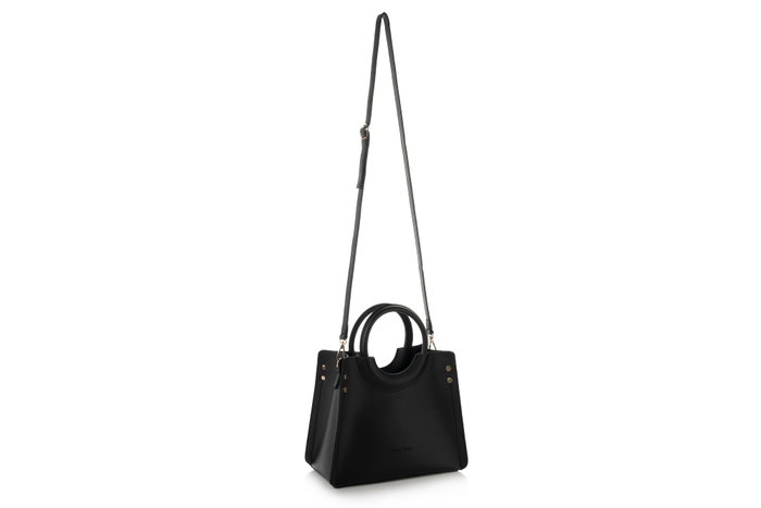 Lucky Bees 1229 Bolso Cruzado Mujer, Bolso de Cuero de Polivinilo, Elegante y Versátil, Color Negro, 28x13x22 cm
